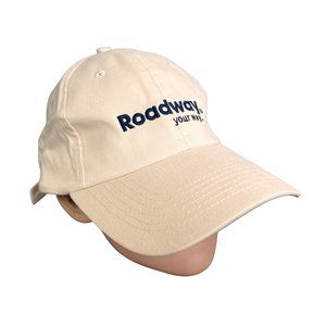 Roadway Strapback Hat Cap Beige Embroidered Trucker Tan One Size
